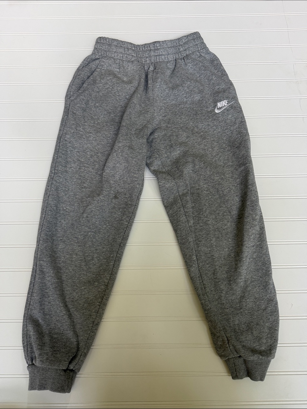 (367)Nike Youth Large Sweatpants Gray Fleece Joggers Embroidered Swoosh Boys L